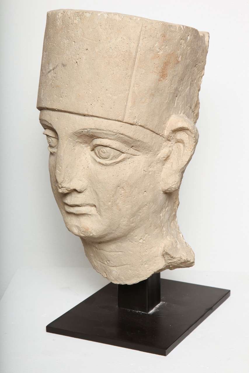 Ancient Roman Limestone Male Head of a Youth, Eastern Empire