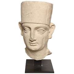 Ancient Roman Limestone Male Head of a Youth, Eastern Empire