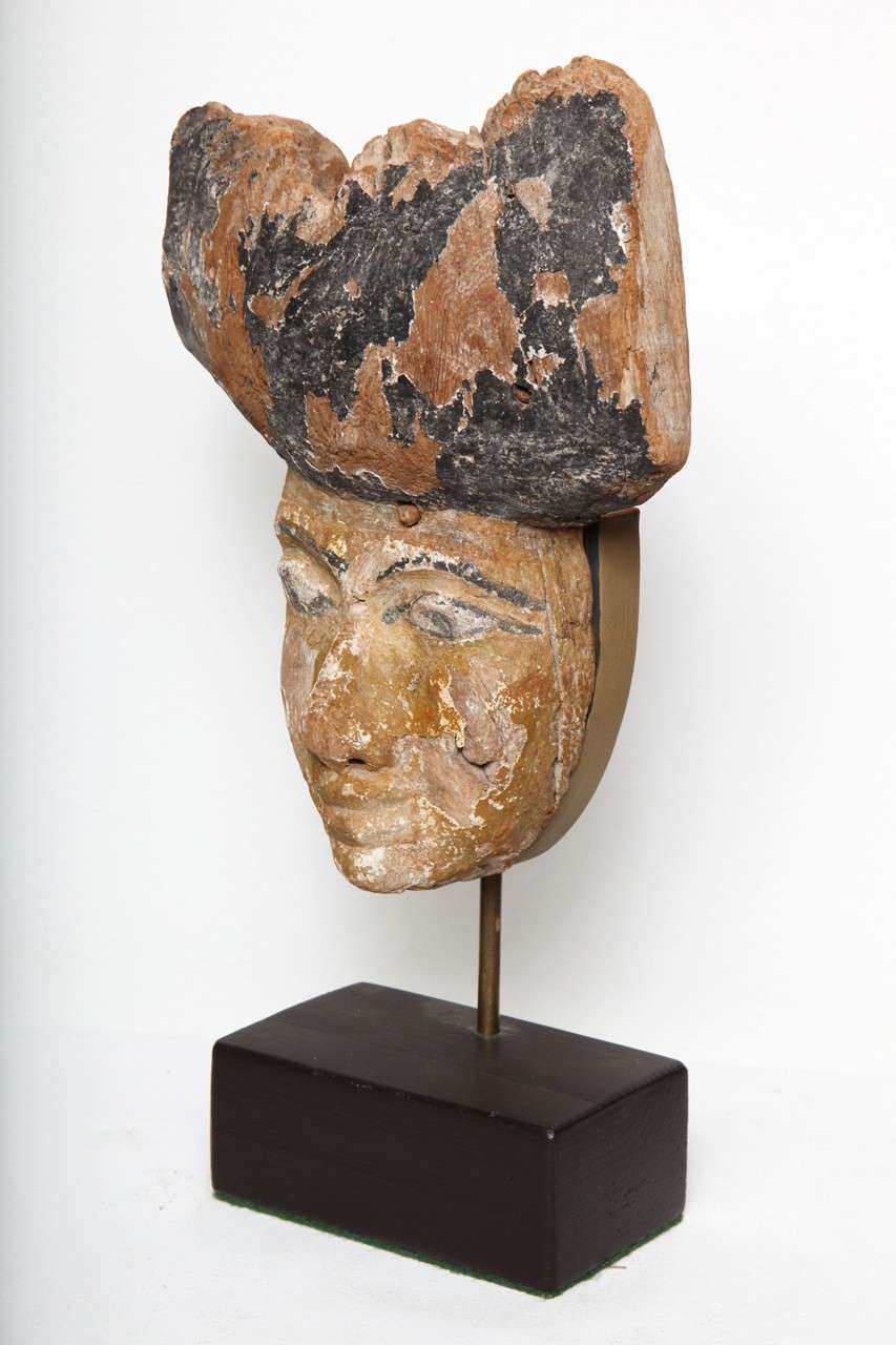 Ancient Egyptian Wood Sarcophagus Mask
