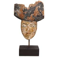 Ancient Egyptian Wood Sarcophagus Mask