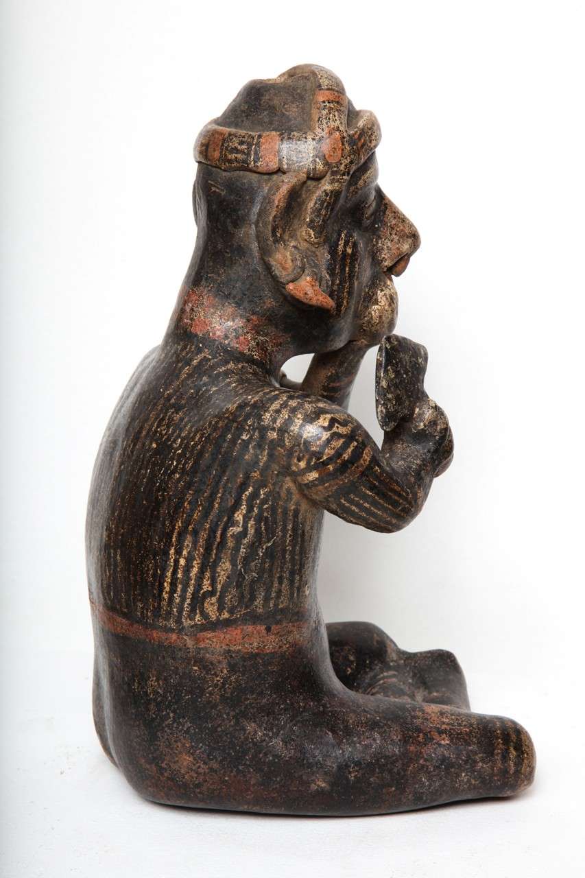 Pre Columbian Nayarit Pottery Seated Important Personage For Sale 1
