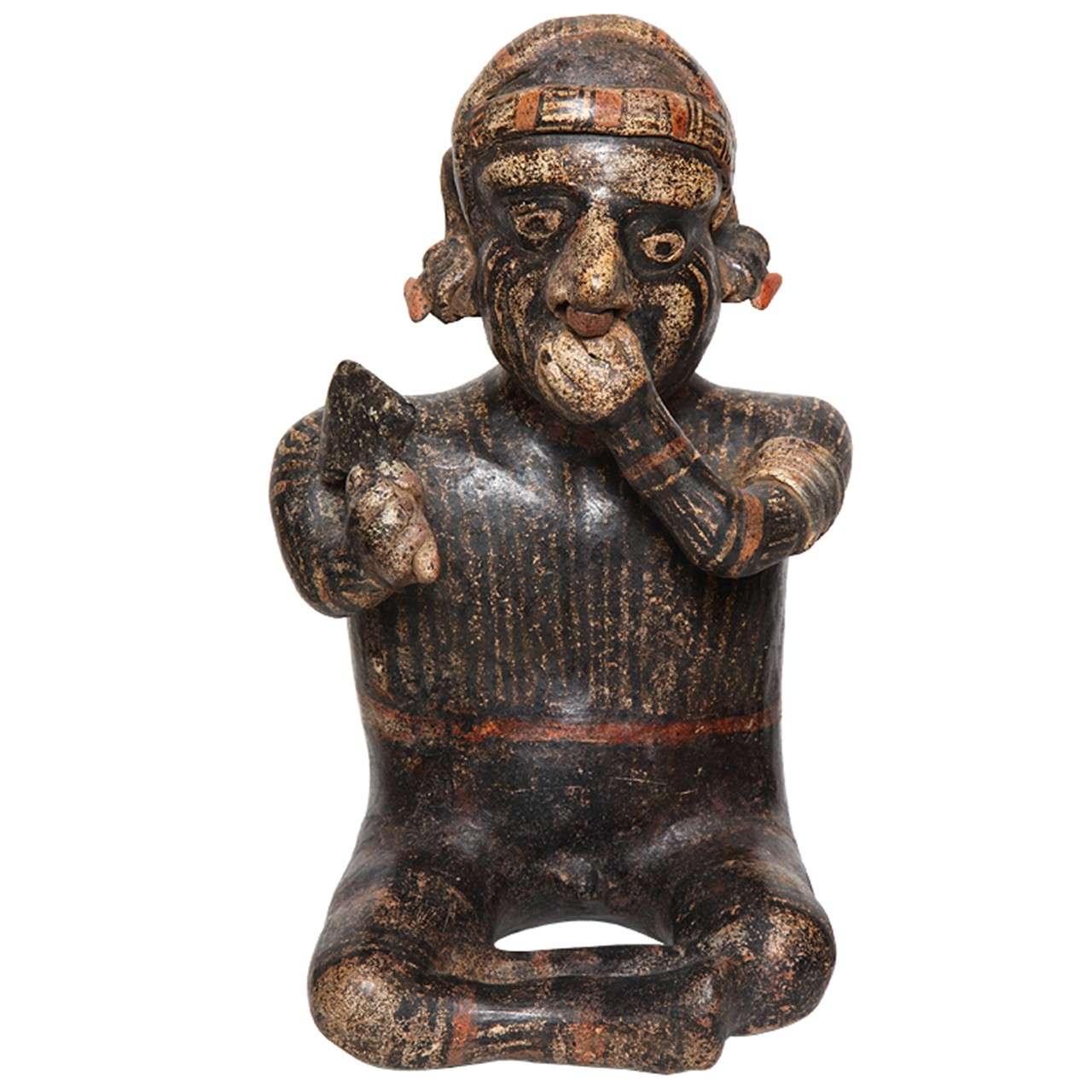 Pre Columbian Nayarit Pottery Seated Important Personage For Sale