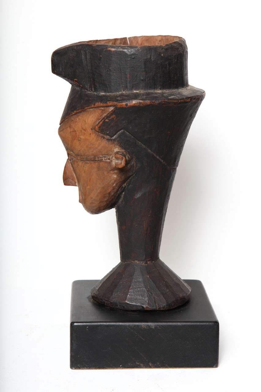 Tribal African Kuba Ndengese Wood Carved  Palm Wine Cup For Sale
