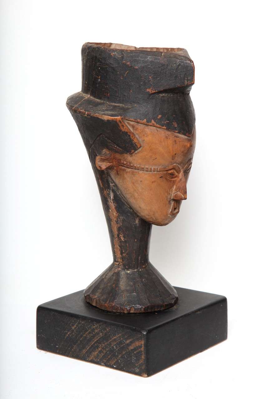 African Kuba Ndengese Wood Carved  Palm Wine Cup For Sale 1