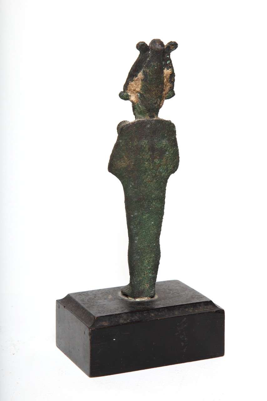 Ancient Egyptian Bronze Statuette of the God Osiris In Excellent Condition For Sale In New York, NY