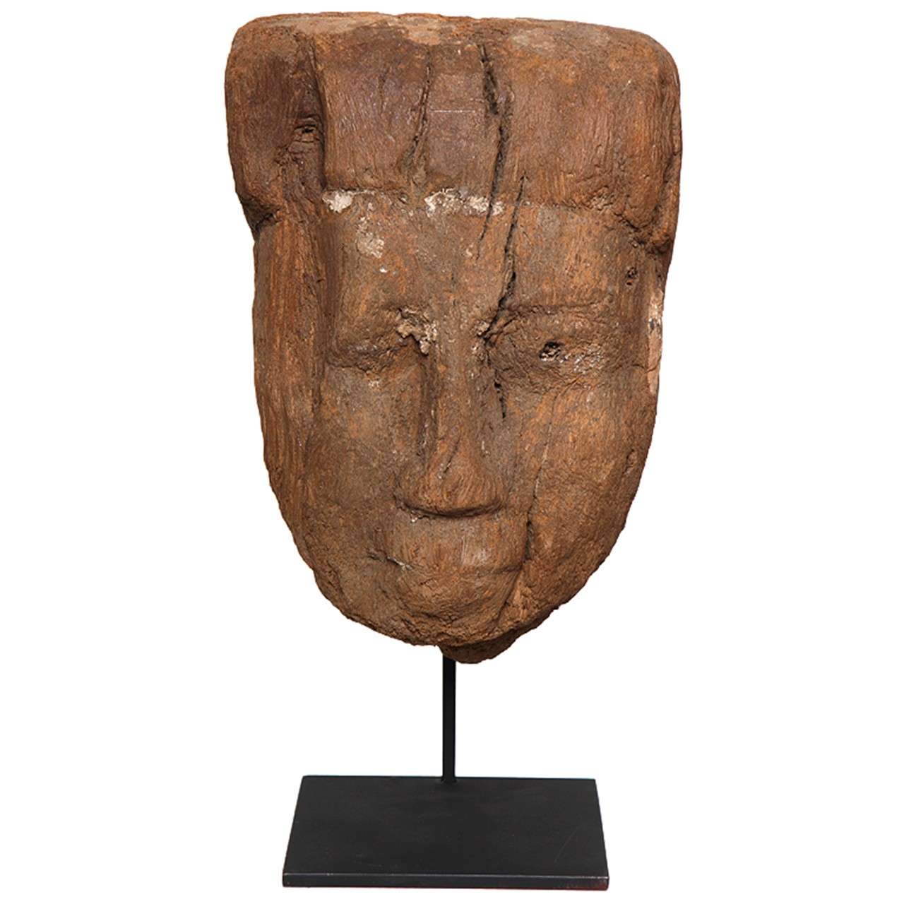 Ancient Egyptian Wood Sarcophagus Mask For Sale