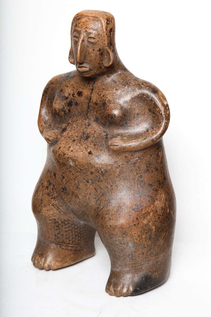 Pre Columbian Colima Pottery Standing Abstract Female Figure