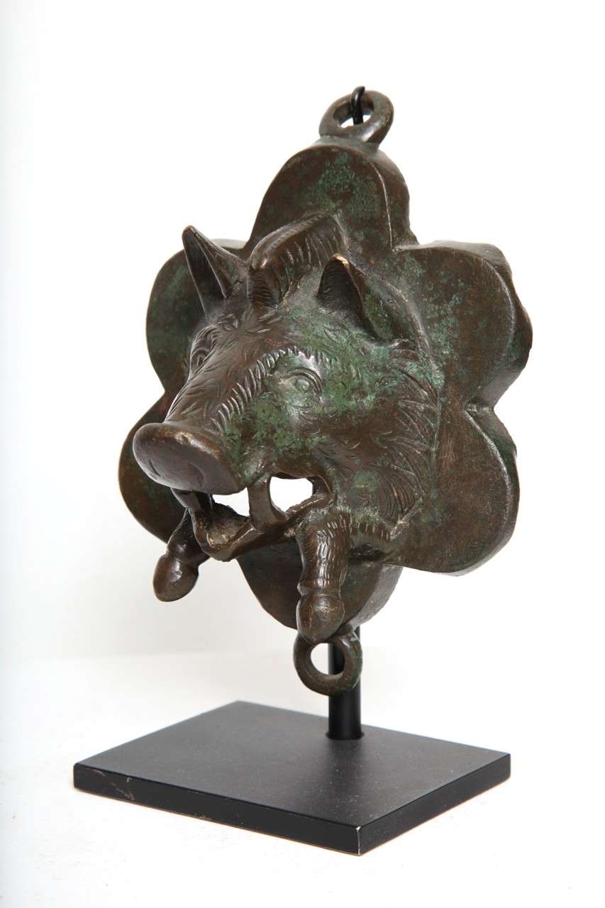 Ancient Roman Bronze Attachment: Forepart Boar