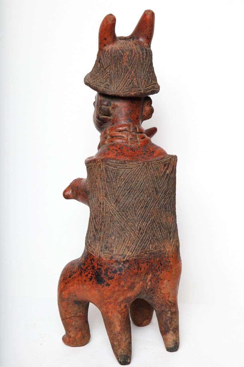 18th Century and Earlier Pre Columbian Nayarit Pottery Armored Warrior For Sale