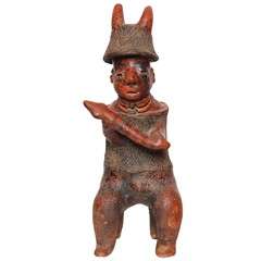 Antique Pre Columbian Nayarit Pottery Armored Warrior