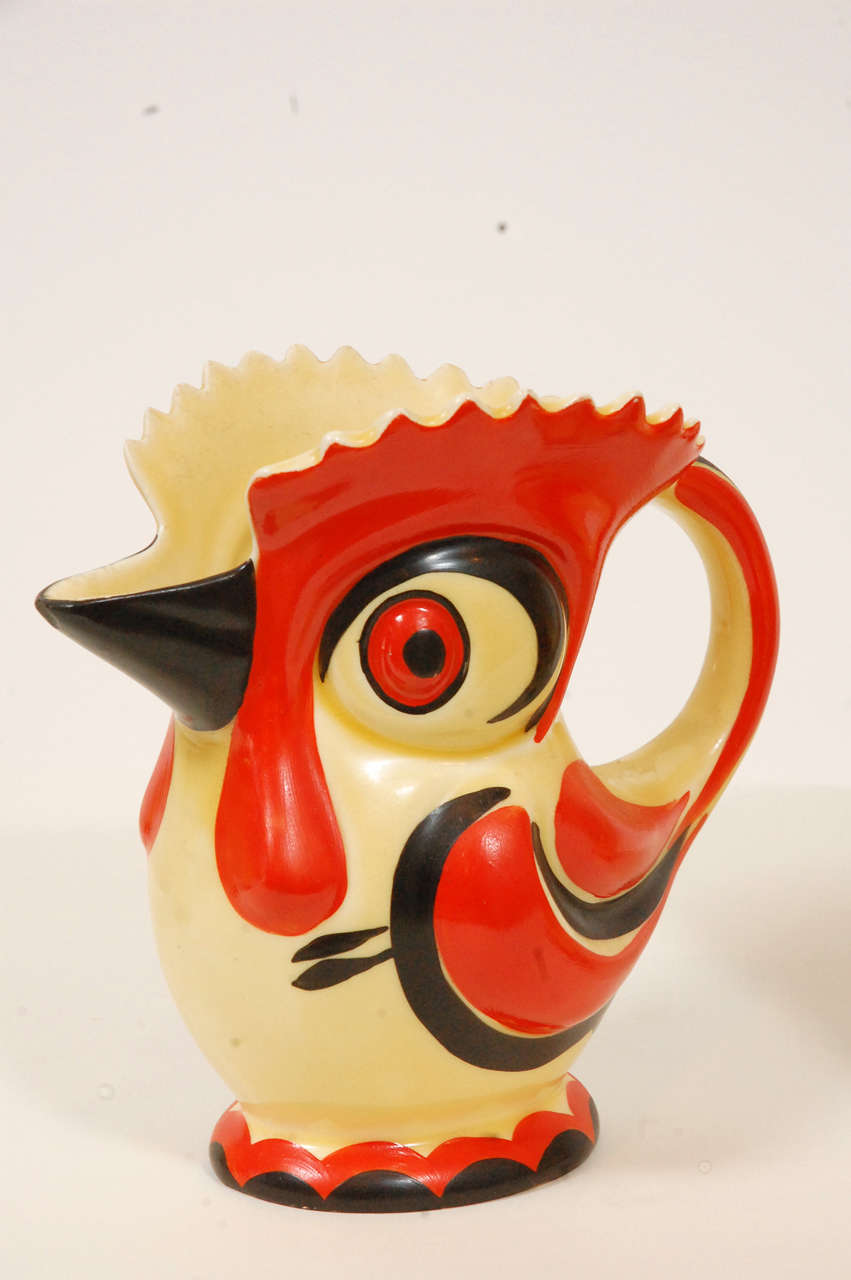 1930s Czech Ceramic Roosters In Good Condition For Sale In santa monica, CA