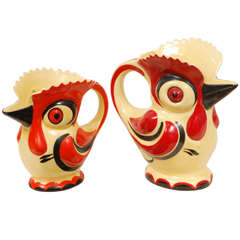 1930s Czech Ceramic Roosters