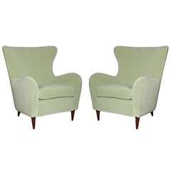 Vintage Pr Of Wing Chairs Designed By Paolo Buffa 
