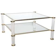 A Lucite, Glass, Chrome and Brass low Table, attributed to Charles Hollis Jones A Lucite, Glass, Chrome and Brass low Table, attributed to Charles Hollis Jones