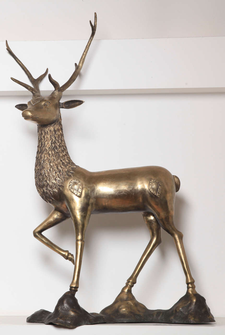 Belgian 1970s Brass deer 