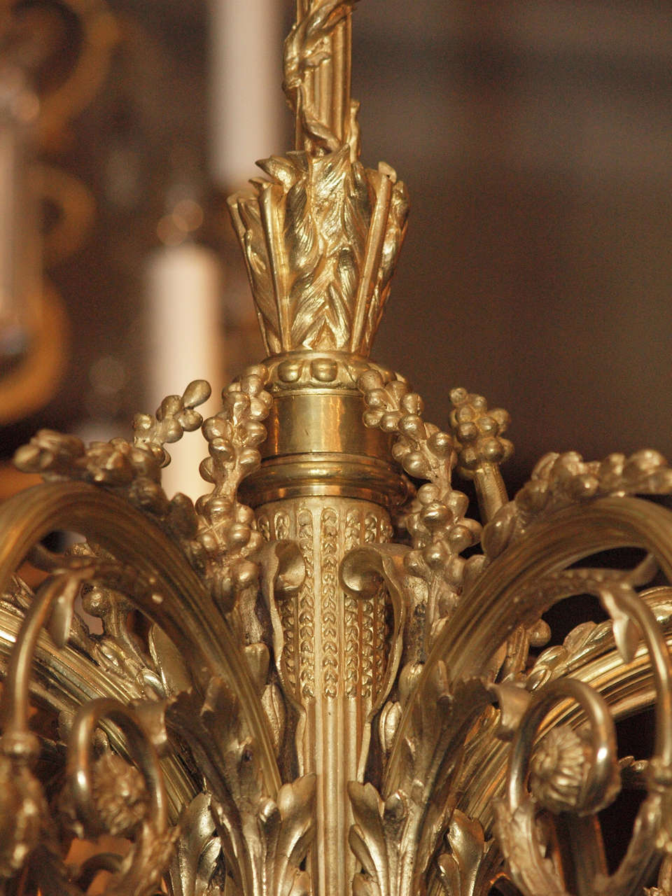 Antique French Bronze Art Glass Chandelier 1