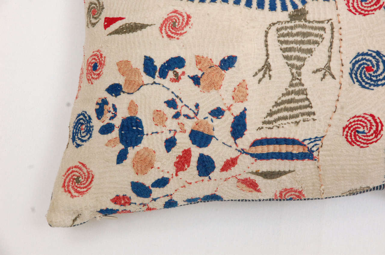Indian Kantha Quilt Fragment Pillows, Bengal, India