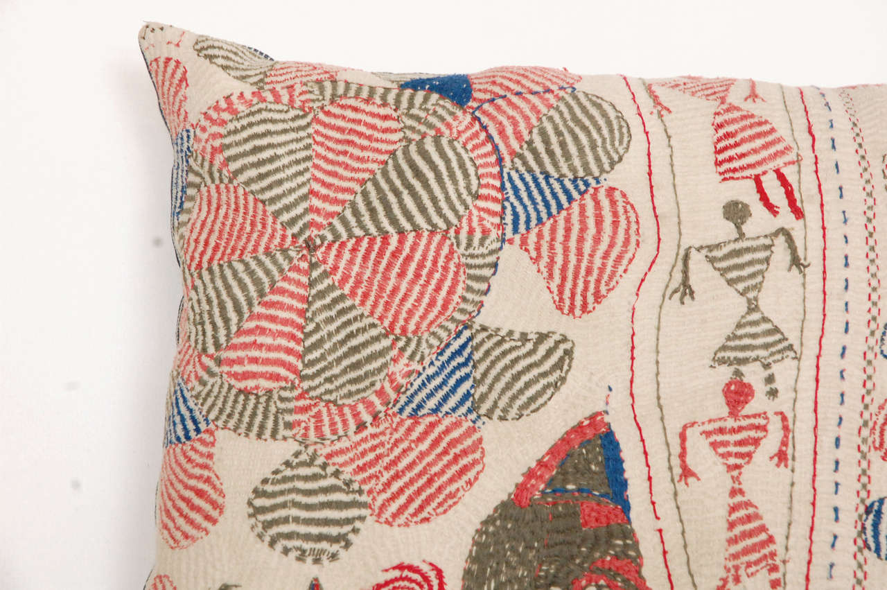 Kantha Quilt Fragment Pillows, Bengal, India 1