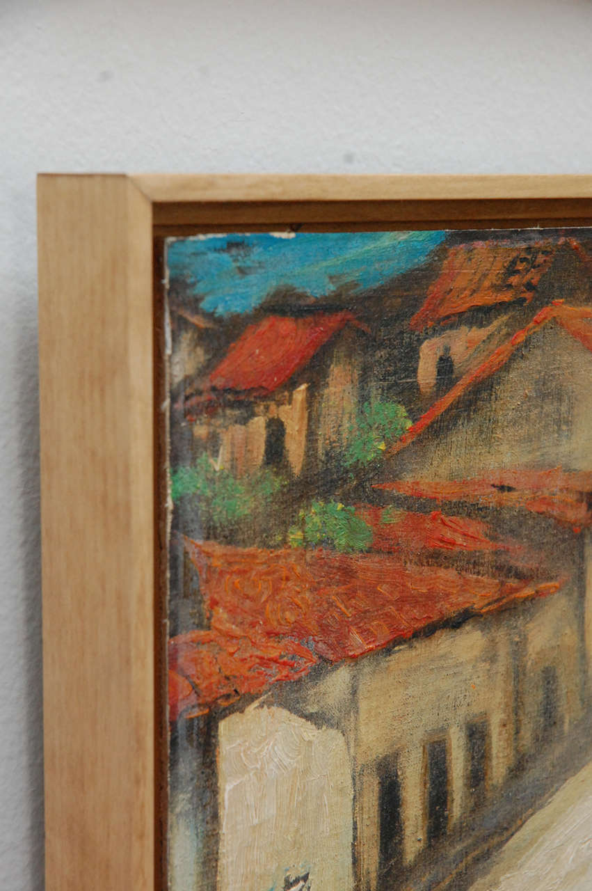 R. Martinez, Mexican Street Scene Oil on Board 1