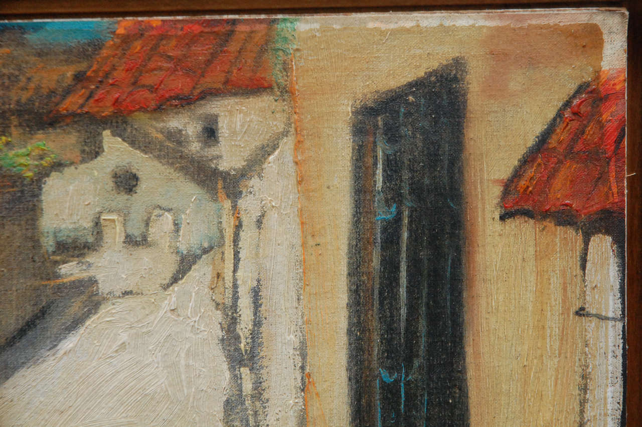 R. Martinez, Mexican Street Scene Oil on Board 2