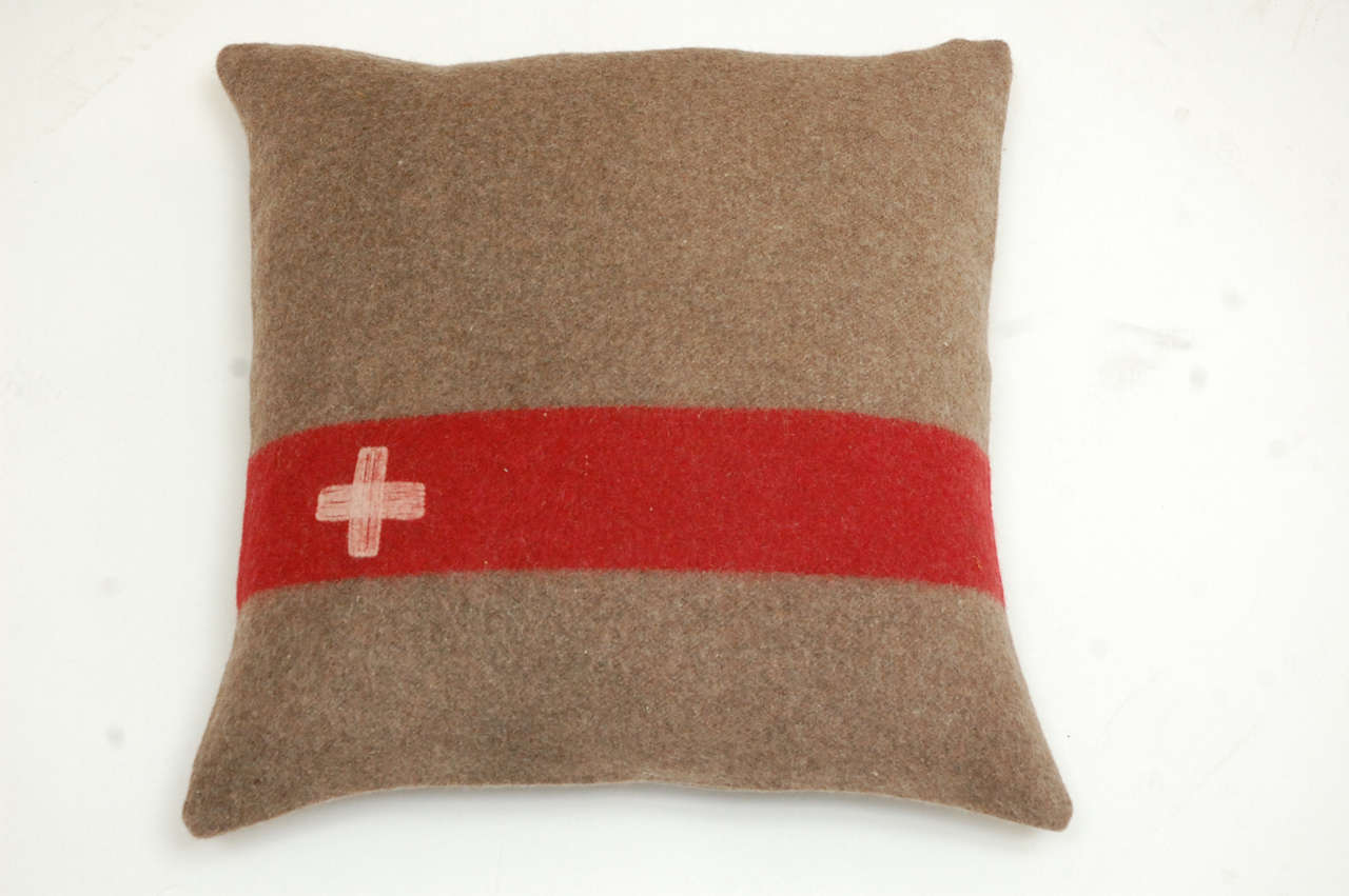 Vintage Swiss Army Blanket Pillows at 1stdibs