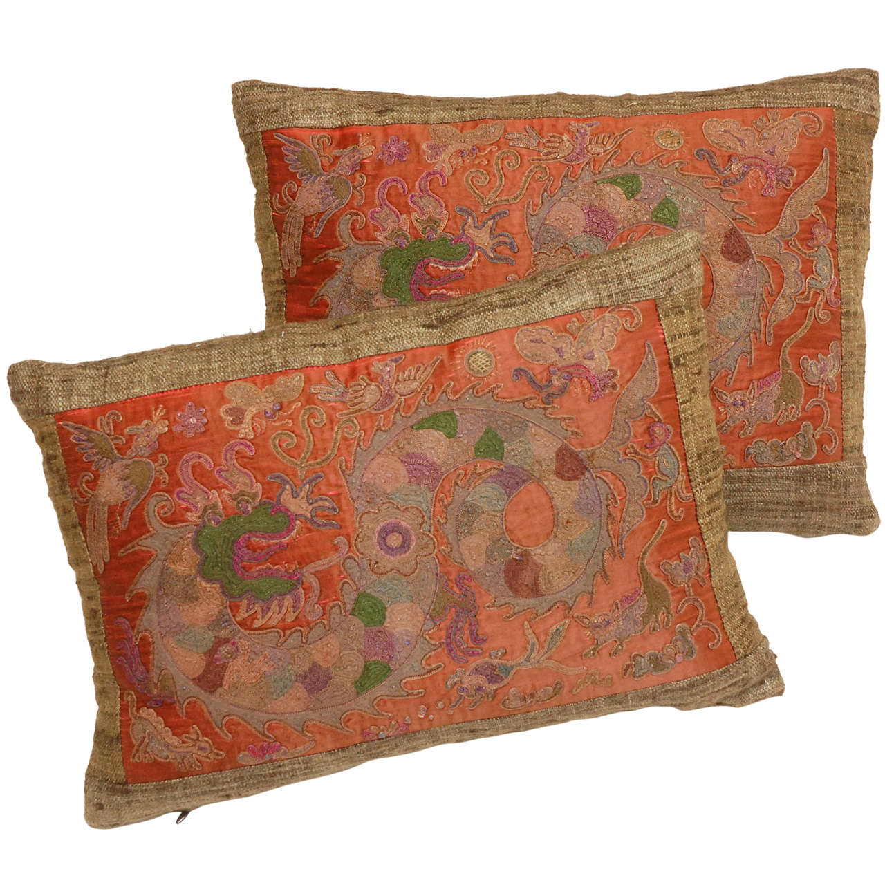 Vintage Chinese Silk Pillows at 1stdibs