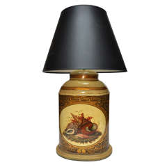 English Pale Yellow Tea Can Lamp, Circa 1860