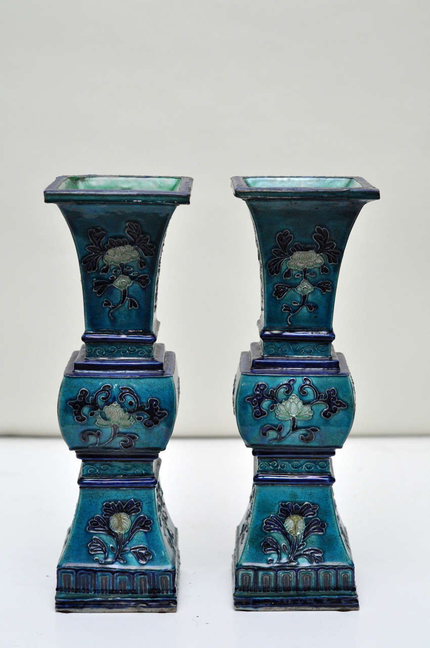 Pair of Chinese Turquoise Stoneware Vases, 19th c.
Provenance: Palmer Castle, Chicago IL 