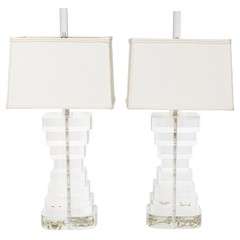 Pair of Lucite Lamps in the Manner of Karl Springer