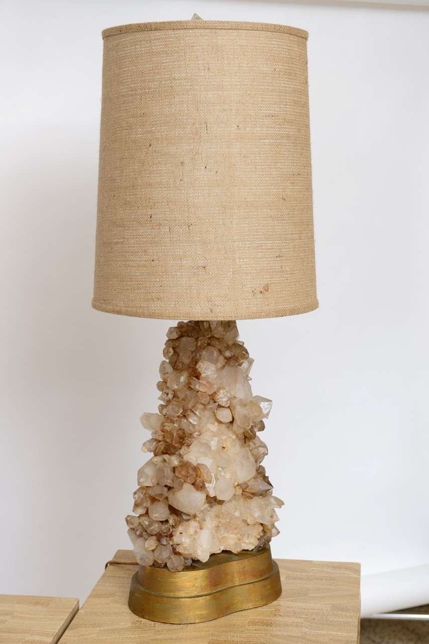 American Pair of Rock Crystal Lamps by Carole Stupell
