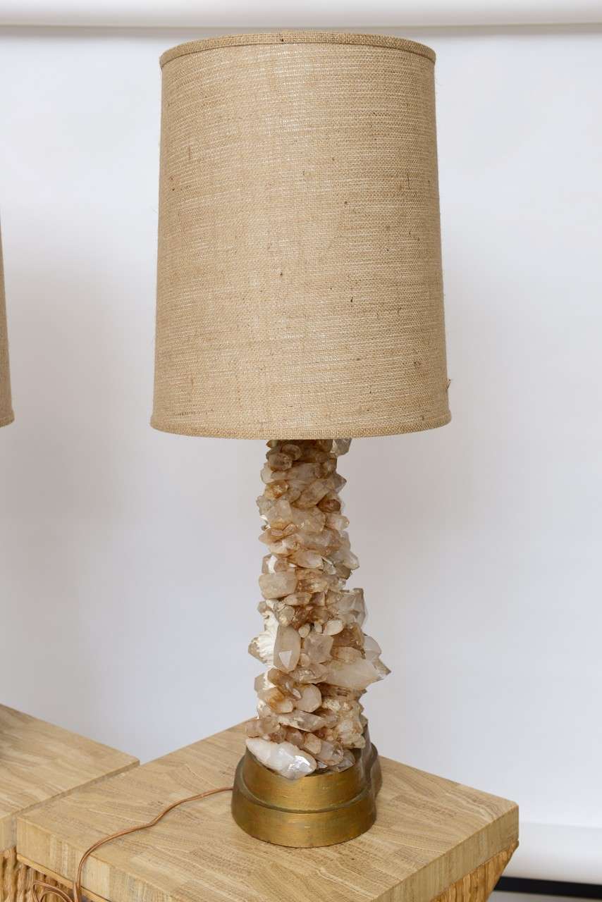 Pair of Rock Crystal Lamps by Carole Stupell 1