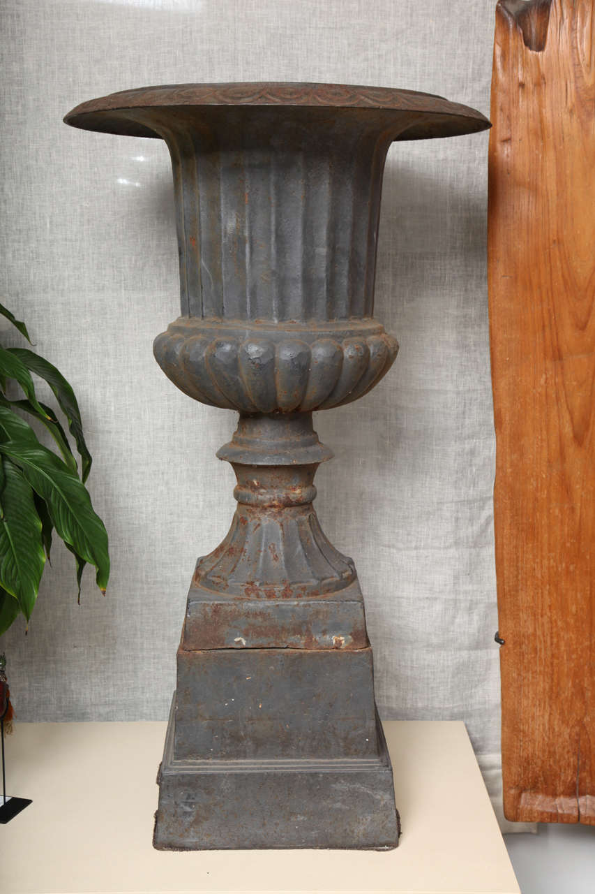 A pair of painted cast iron grader urns, 20th Century, priced separately