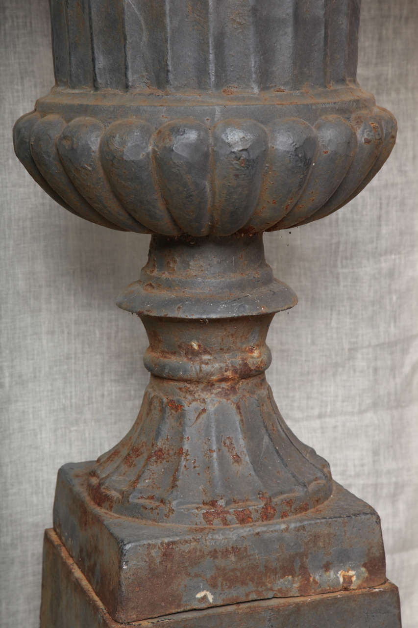 Cast Iron Garden Urns In Good Condition In New York, NY