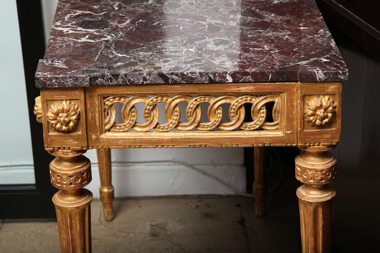 18th Century and Earlier Italian Giltwood and Marble-Top Console