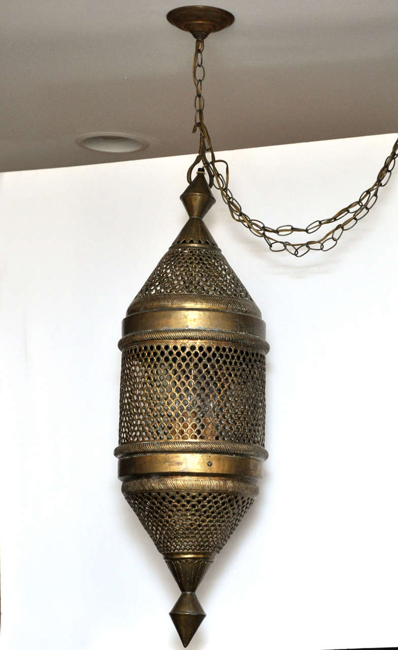 Moroccan Brass Lantern, Vintage