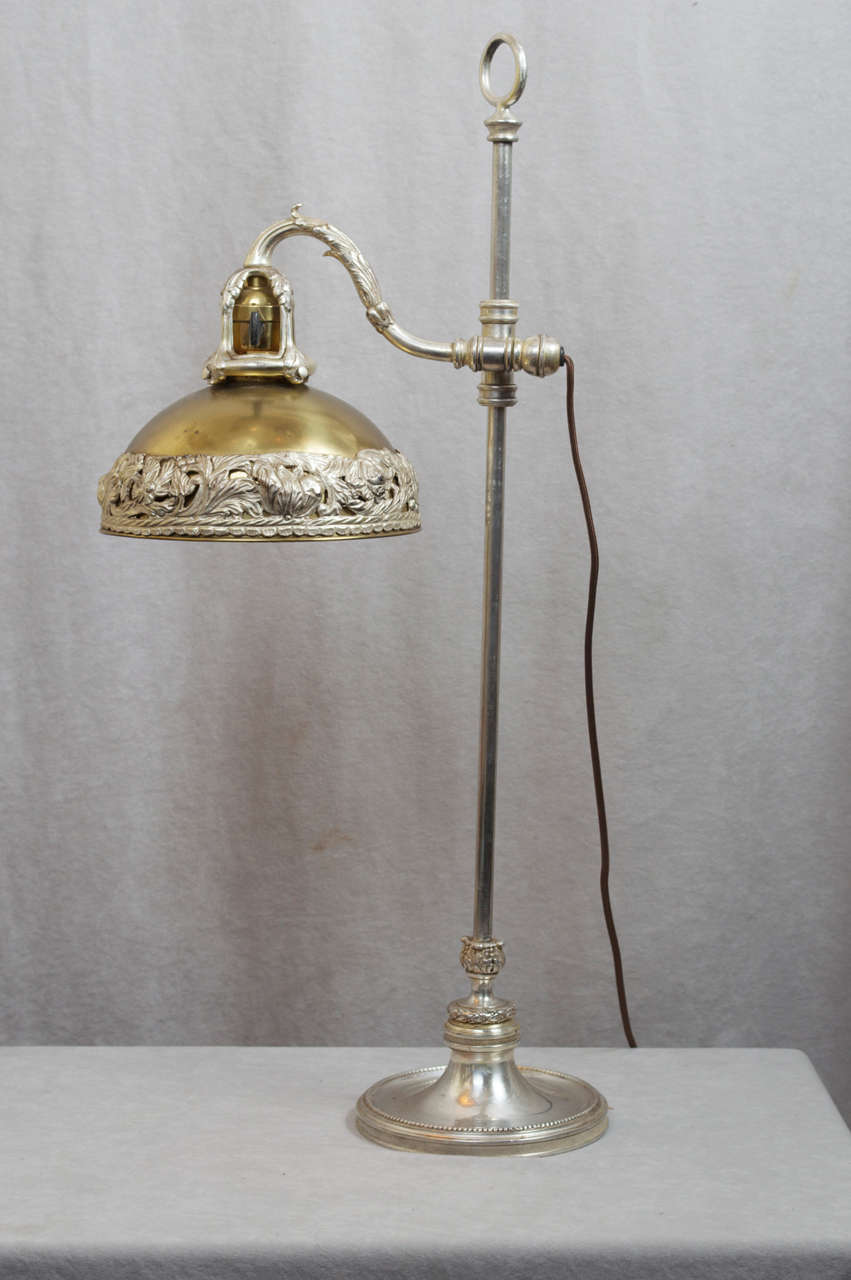 Silvered Quality Adjustable Desk Lamp ca.1910