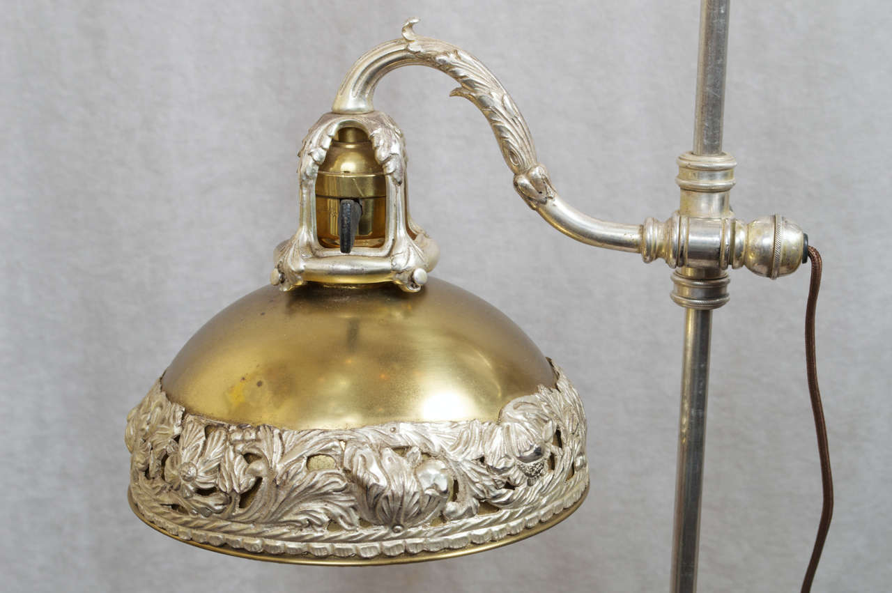 Edwardian Silvered Quality Adjustable Desk Lamp ca.1910