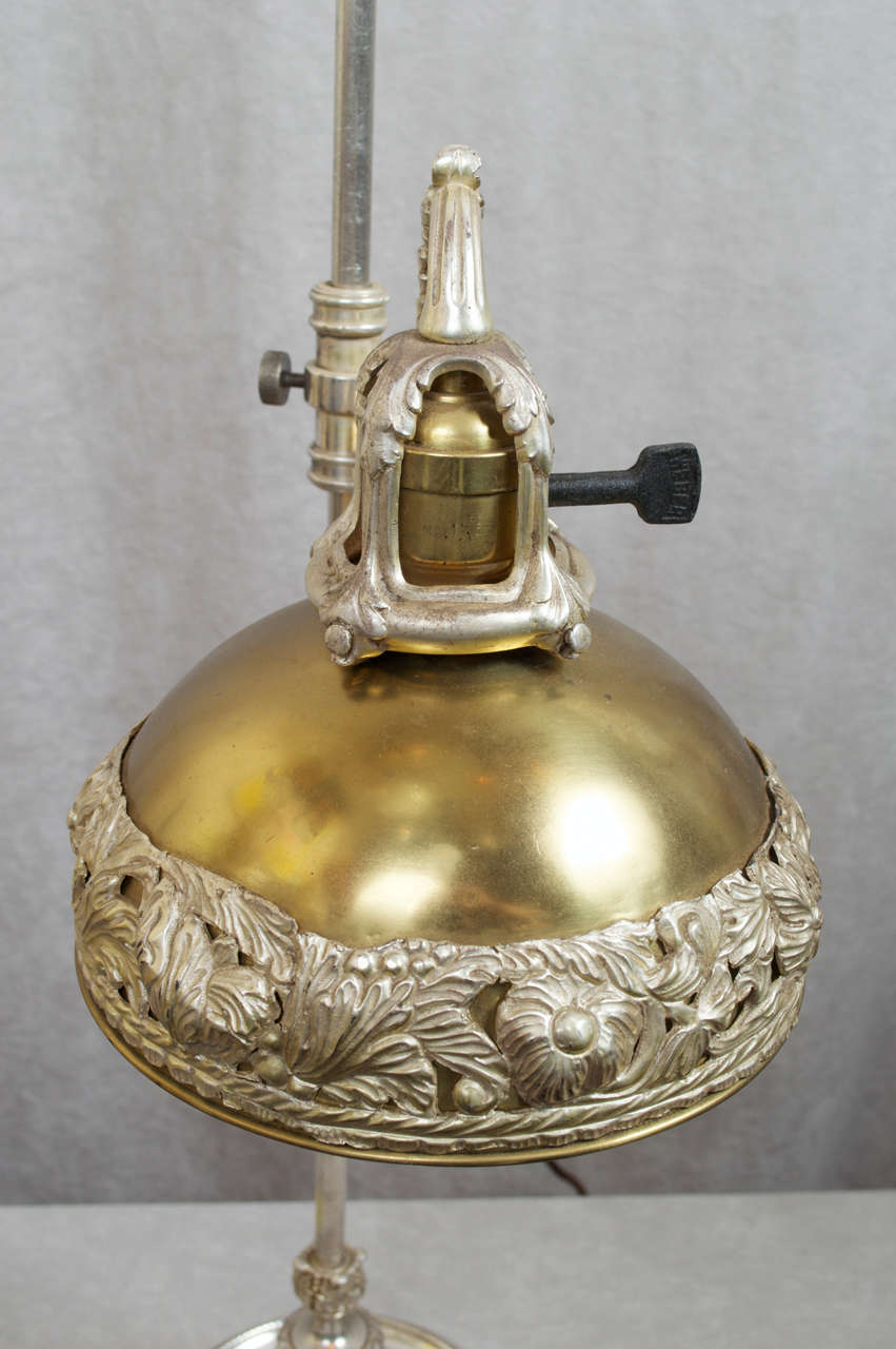 Bronze Silvered Quality Adjustable Desk Lamp ca.1910