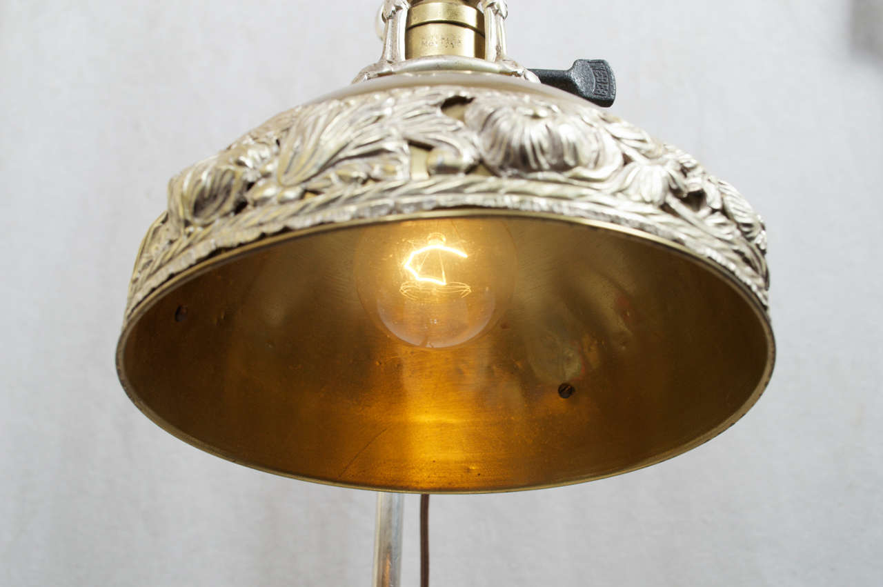Silvered Quality Adjustable Desk Lamp ca.1910 1