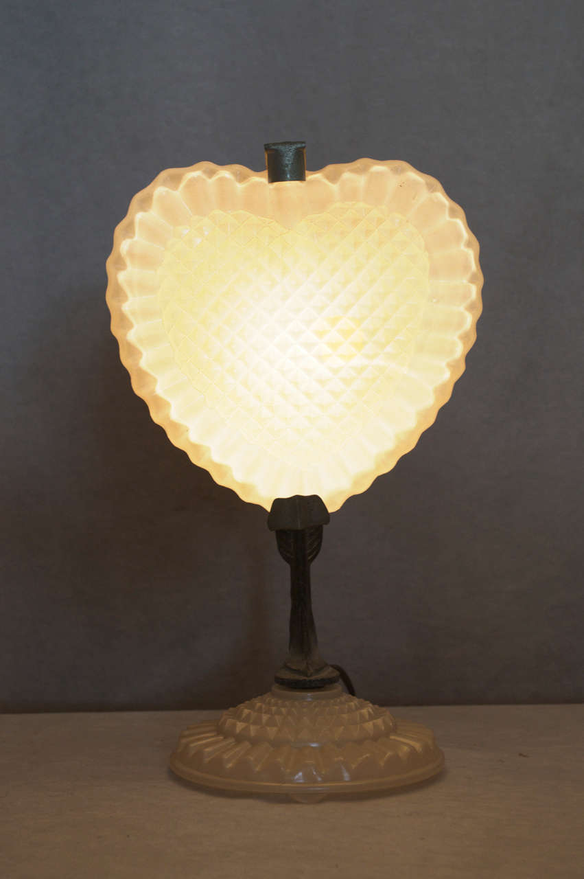 American Unusual Art Deco Heart-Shaped Lamp