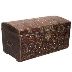 Early 18th Century Studded Leather Traveling Chest