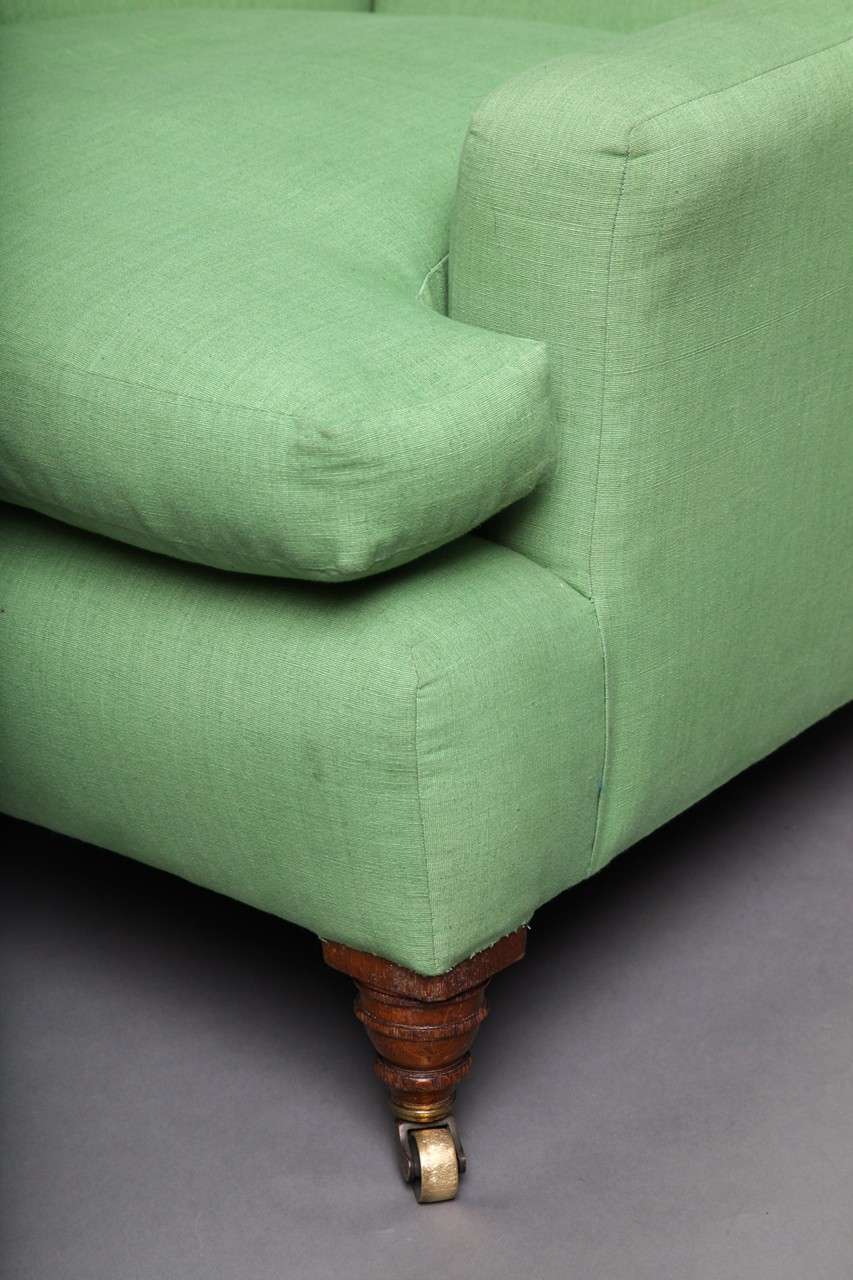 20th Century English Club Chair in Green Linen