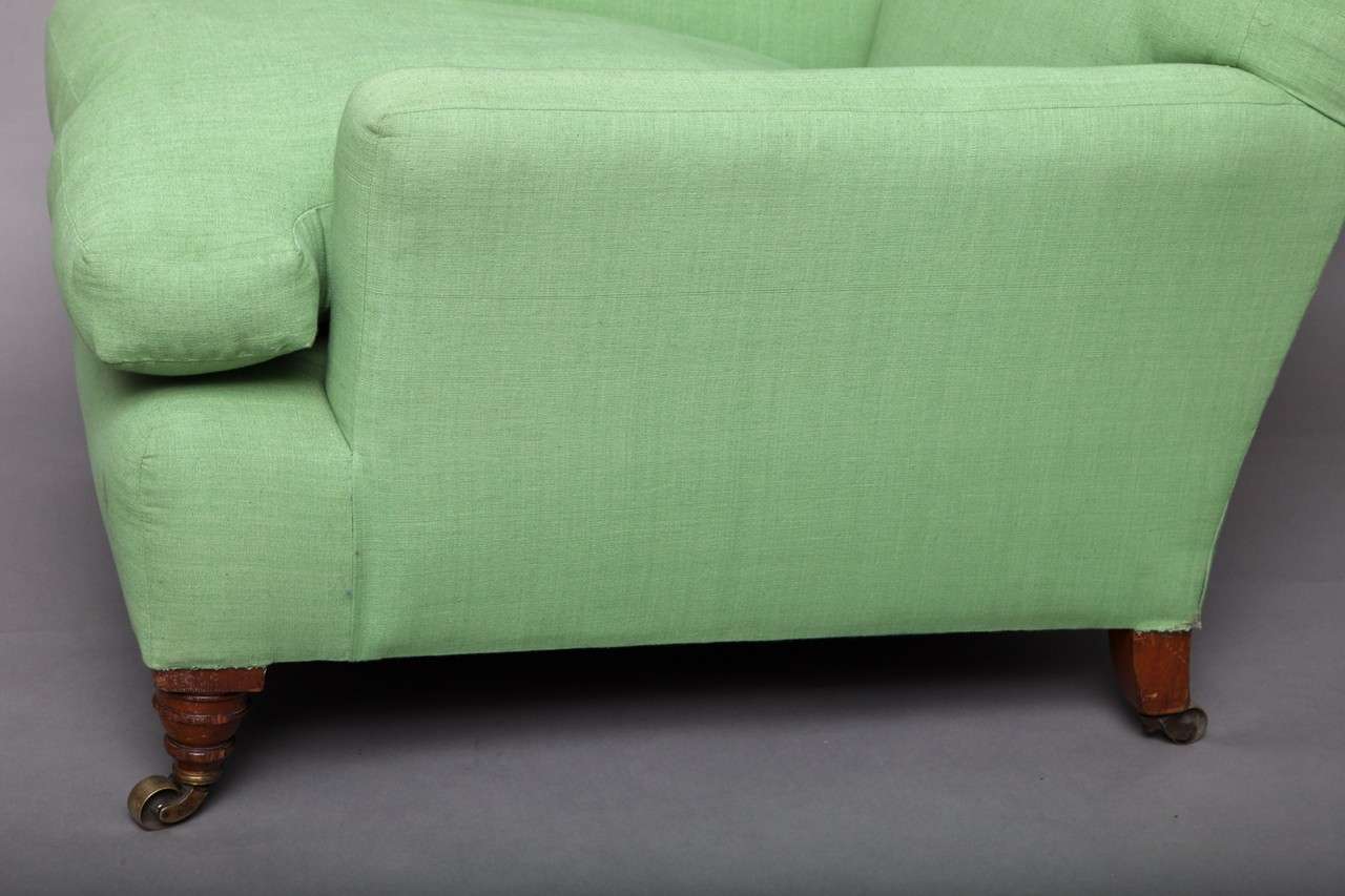 English Club Chair in Green Linen 1