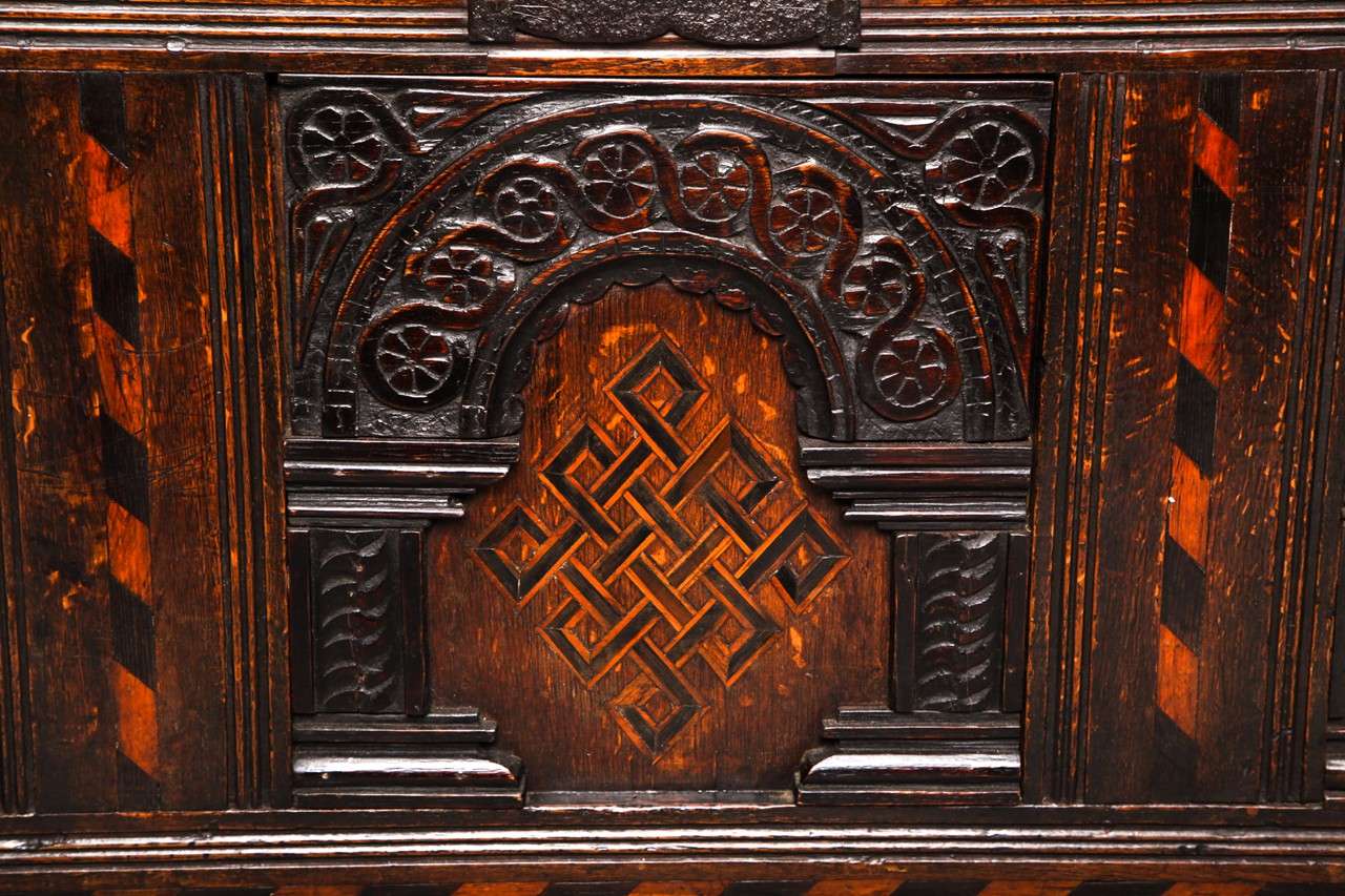 English James I Period Inlaid Oak Coffer