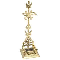 English Aesthetic Movement Brass Fire Tool Stand