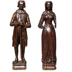 Pair of Early 18th Century Carved Oak Newel Post Figures 5