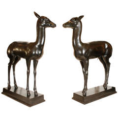 Pair of Iconic Bronze Deer