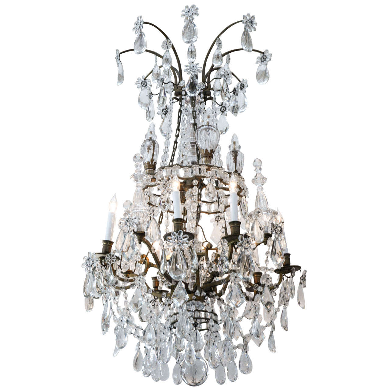 19th Century, Gilt Bronze and Crystal Chandelier