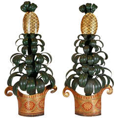 Pair of Tole Pineapple Trees
