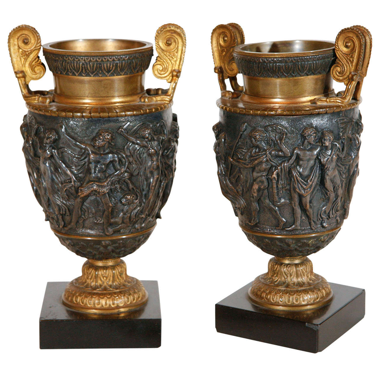 Turn of the Century Silver and Bronze Urns